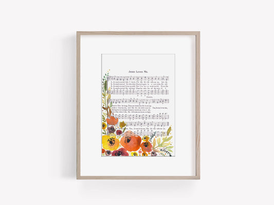 "Jesus Loves Me" Floral Hymn Print, 5x7