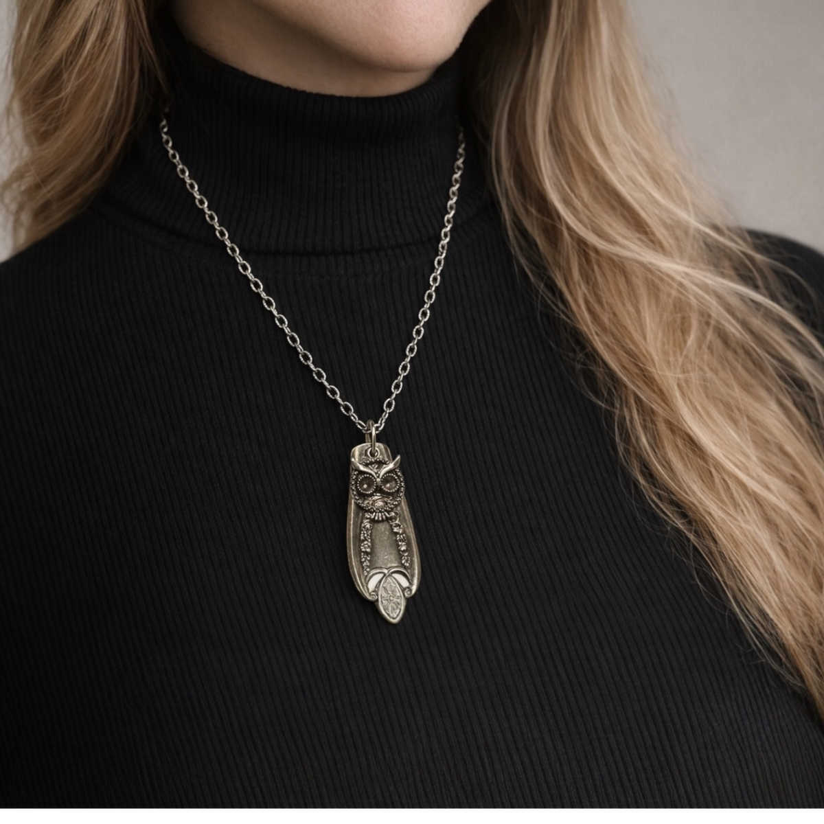 Owl Necklace Vintage Silverware | Animal Stories Collection