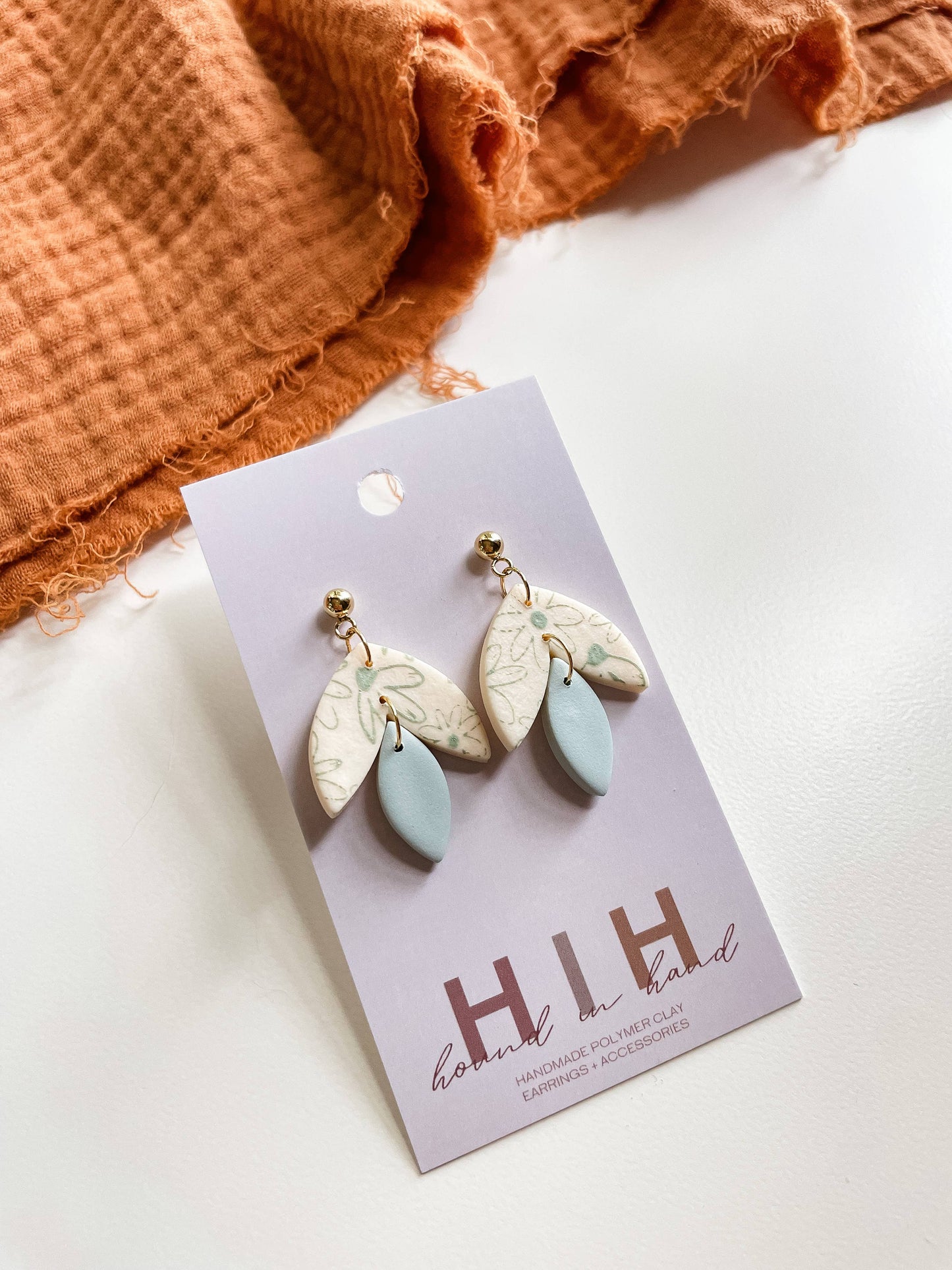 Dainty Mint Boho Floral Dangle Earrings