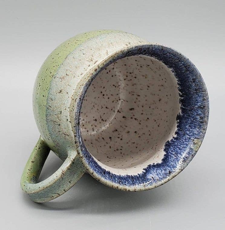 Green-2-Blue Wash Hand-thrown Stoneware Ceramic  16oz Mug