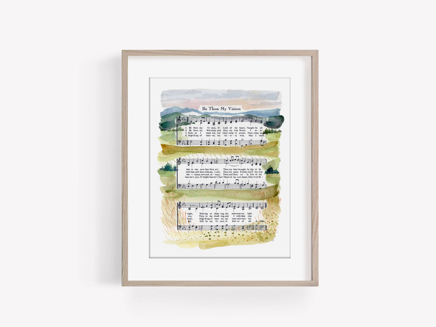"Be Thou My Vision" Watercolor Landscape Hymn Art Print: 8x10"
