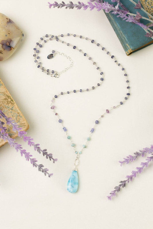 Sanctuary 26-28" Larimar, Green Amethyst, Iolite Simple Necklace
