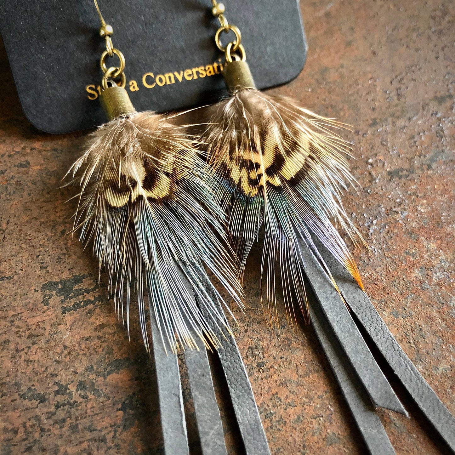 Leather & Pheasant Feathers