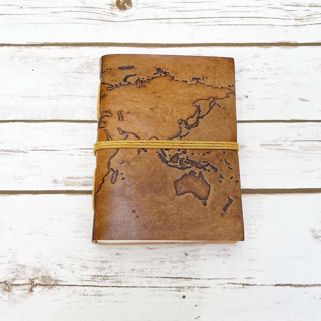 World Map 7x5 Handmade Leather Journal