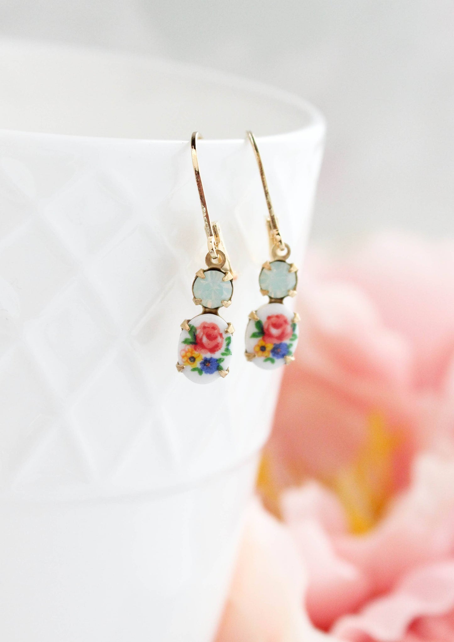 Little Floral Cameo Earrings