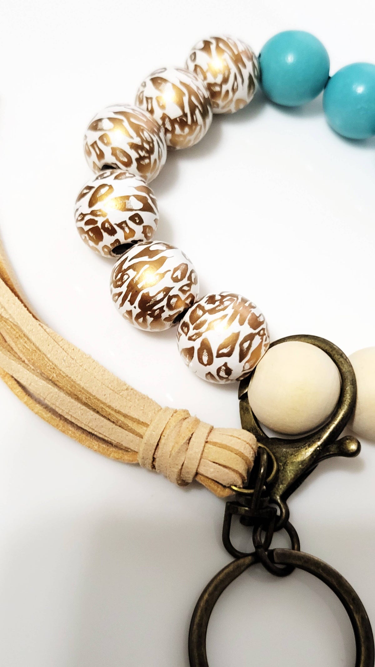 Gold Leopard & Teal Wristlet