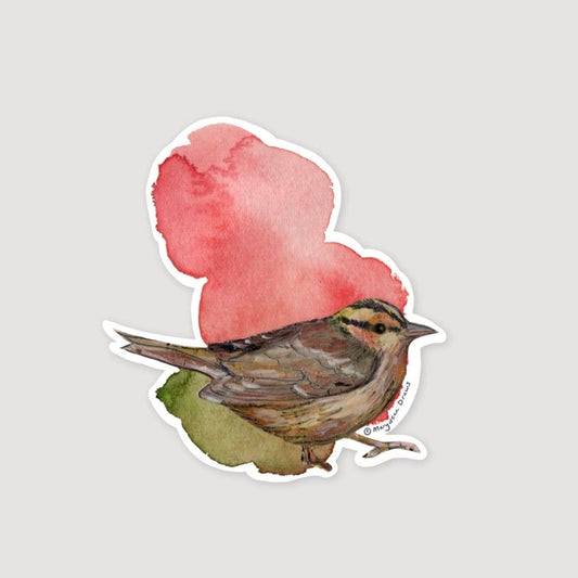 Mixed Media Worm-Eating Warbler Vinyl Bird Sticker
