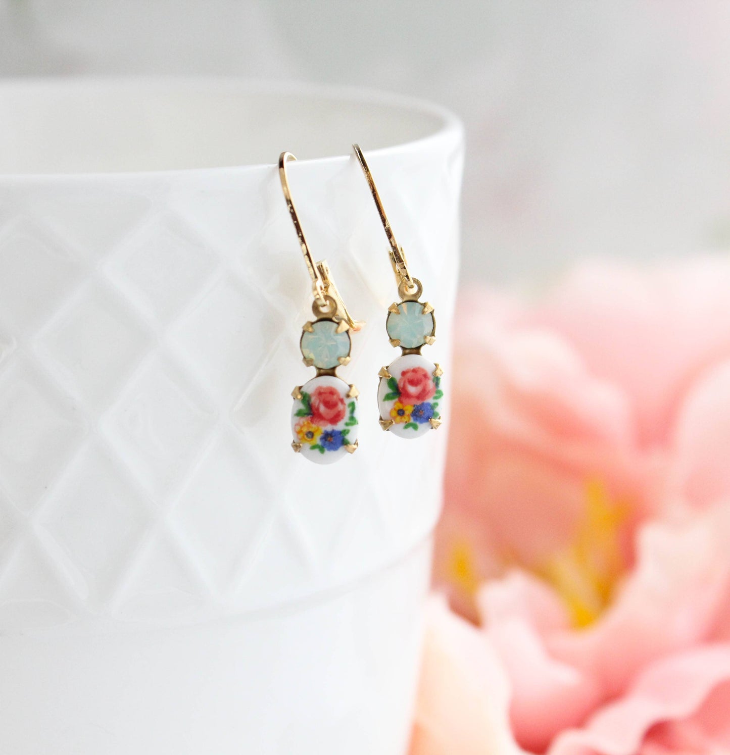 Little Floral Cameo Earrings