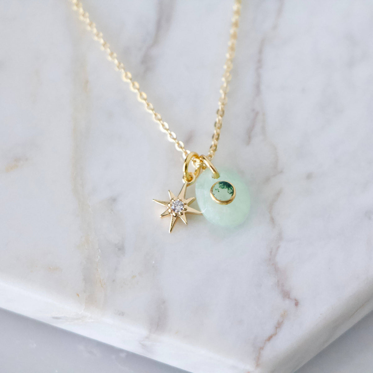 Moonstone Agate Star Necklace