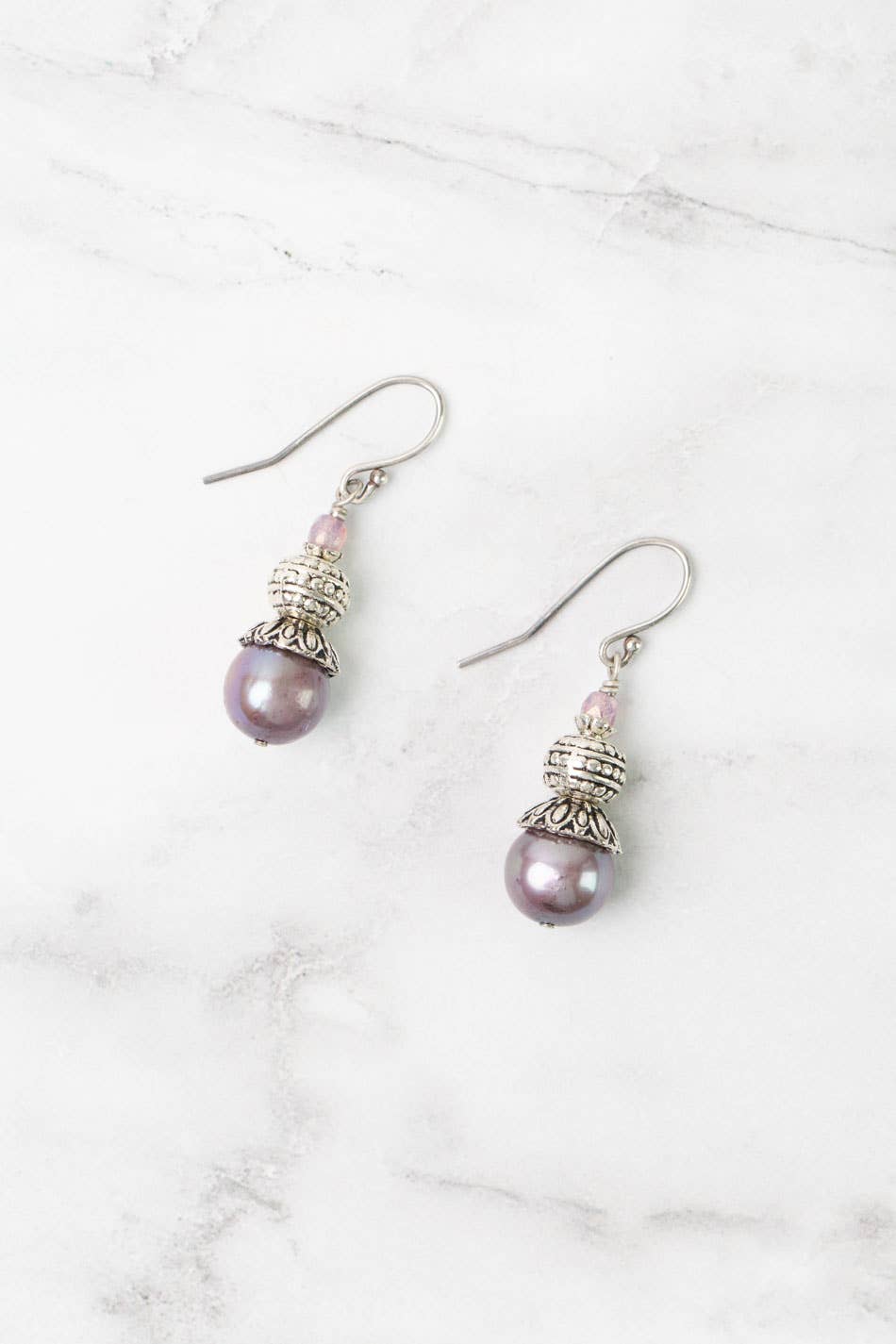 Reflections Pearl, Czech Glass Simple Earrings