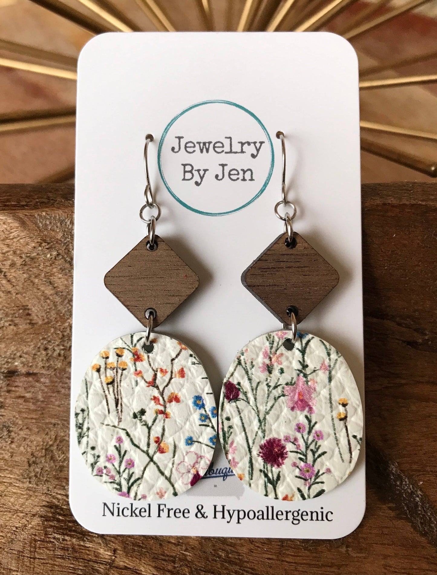 Walnut Diamond & Delicate Wildflowers Earring