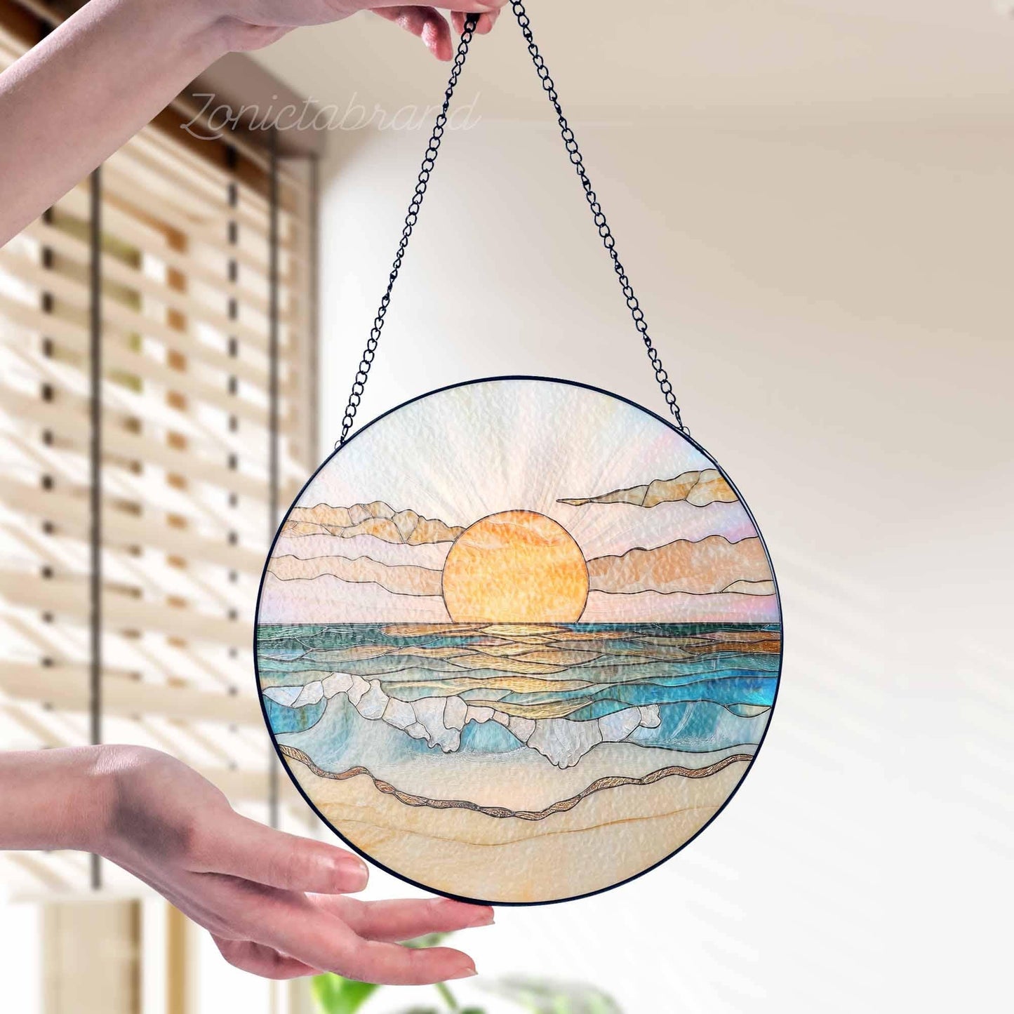 Beach Sunset Glass Suncatcher