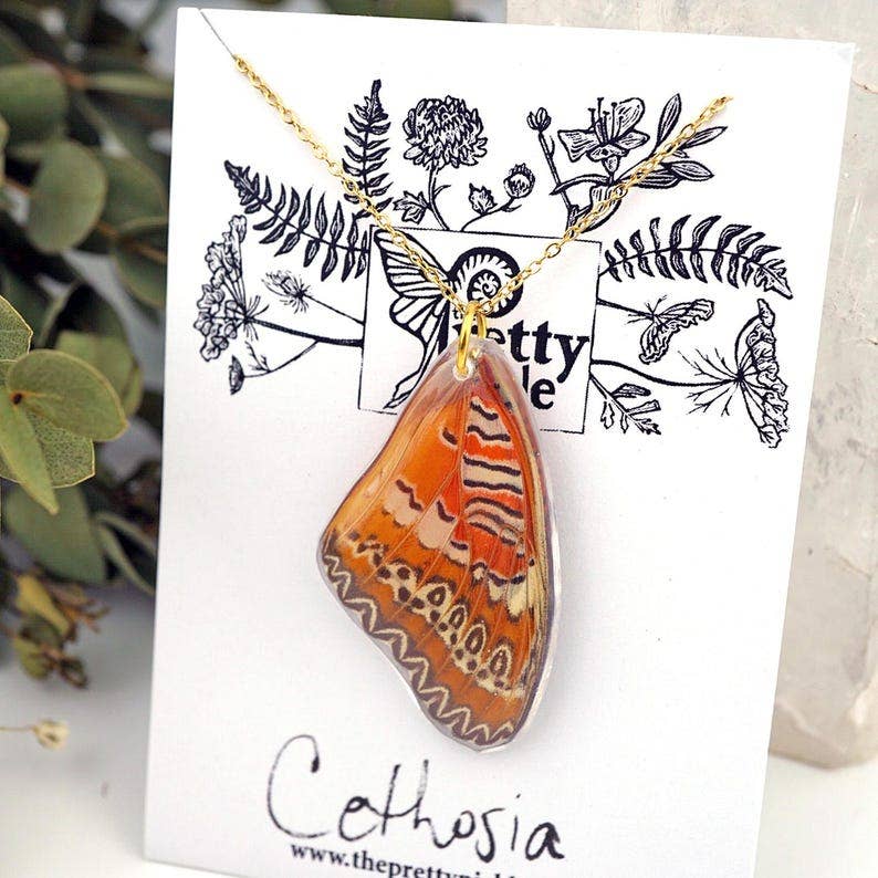 Cethosia Butterfly Wing Necklace