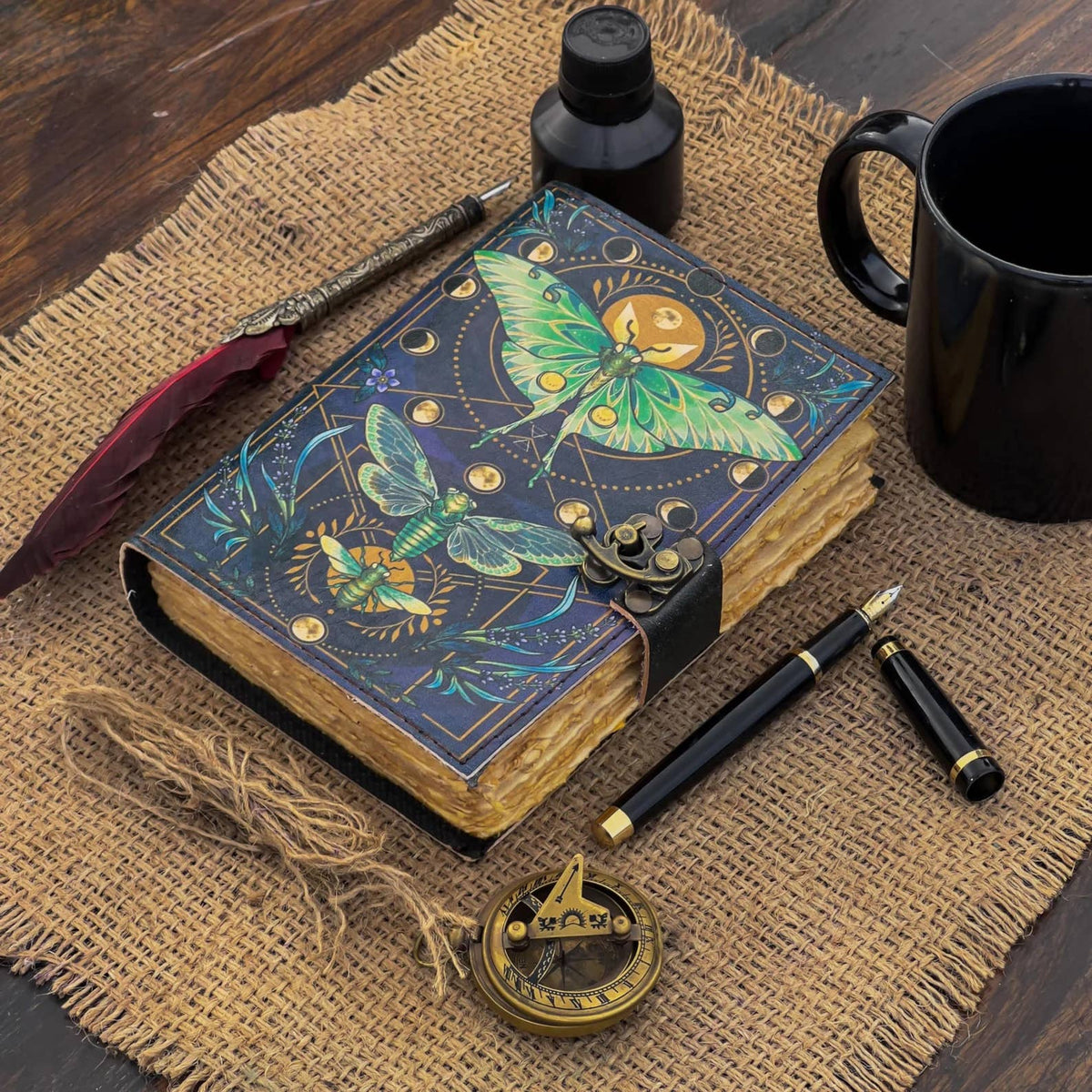 Leather Journal with Butterfly Print