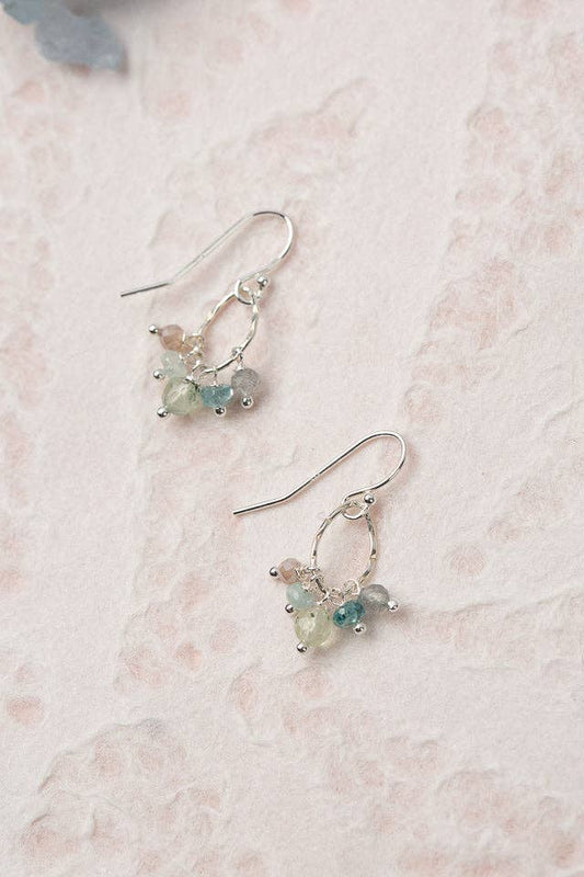 Fae Zircon, Prehnite, Labradorite Cluster Earrings