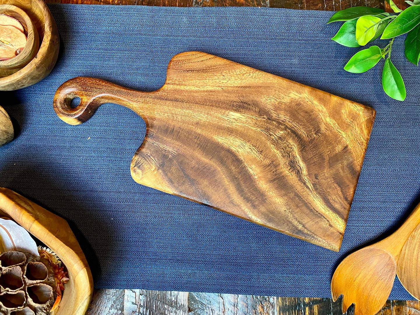 Premium, All Dark Grain, Small Handled Charcuterie Board
