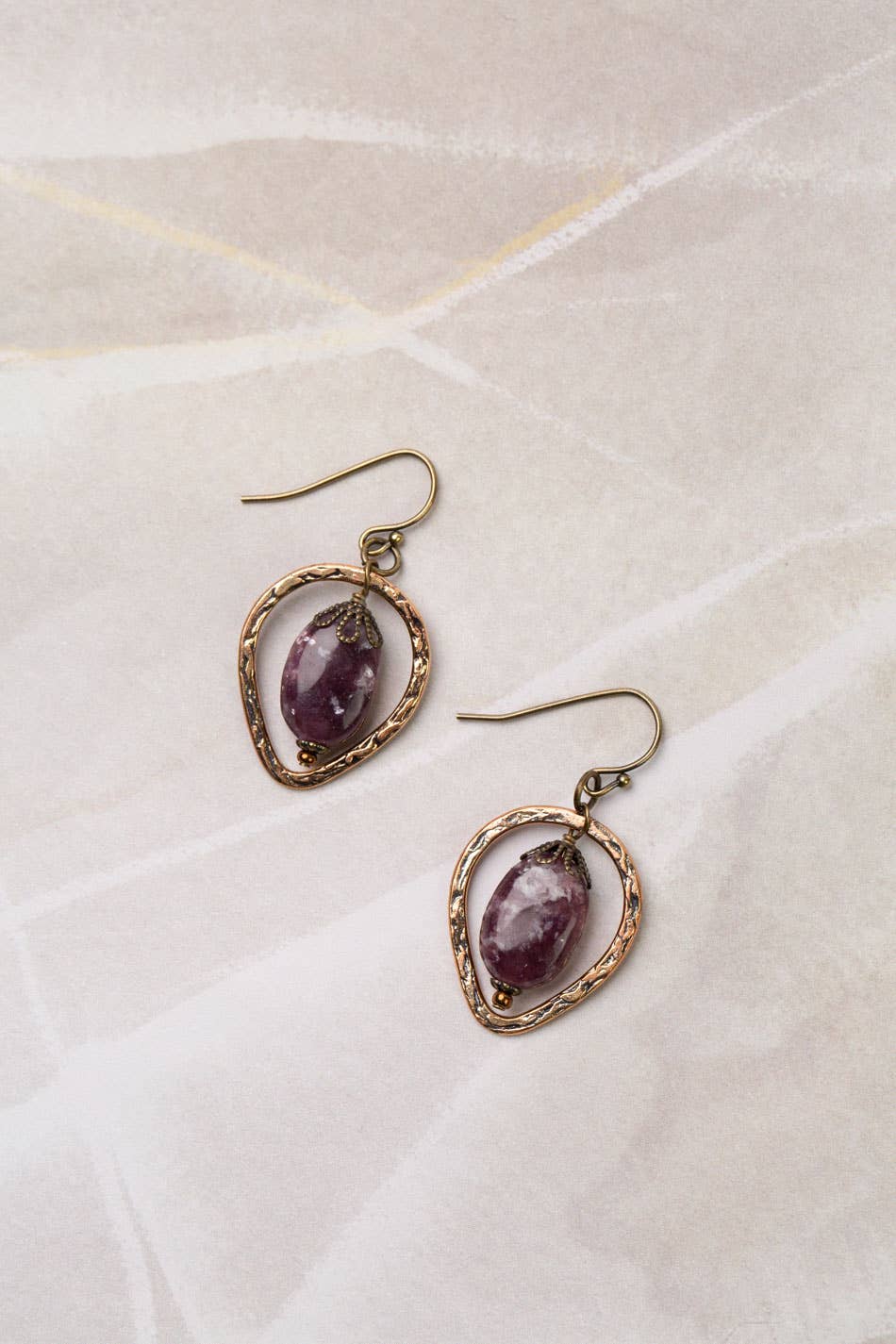 Mauve Lepidolite Simple Earrings