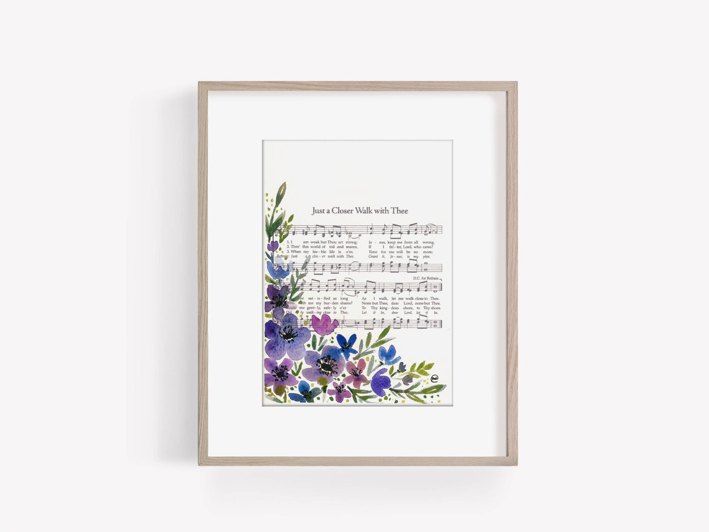 "Just a Closer Walk with Thee Floral Hymn Print, 5x7"