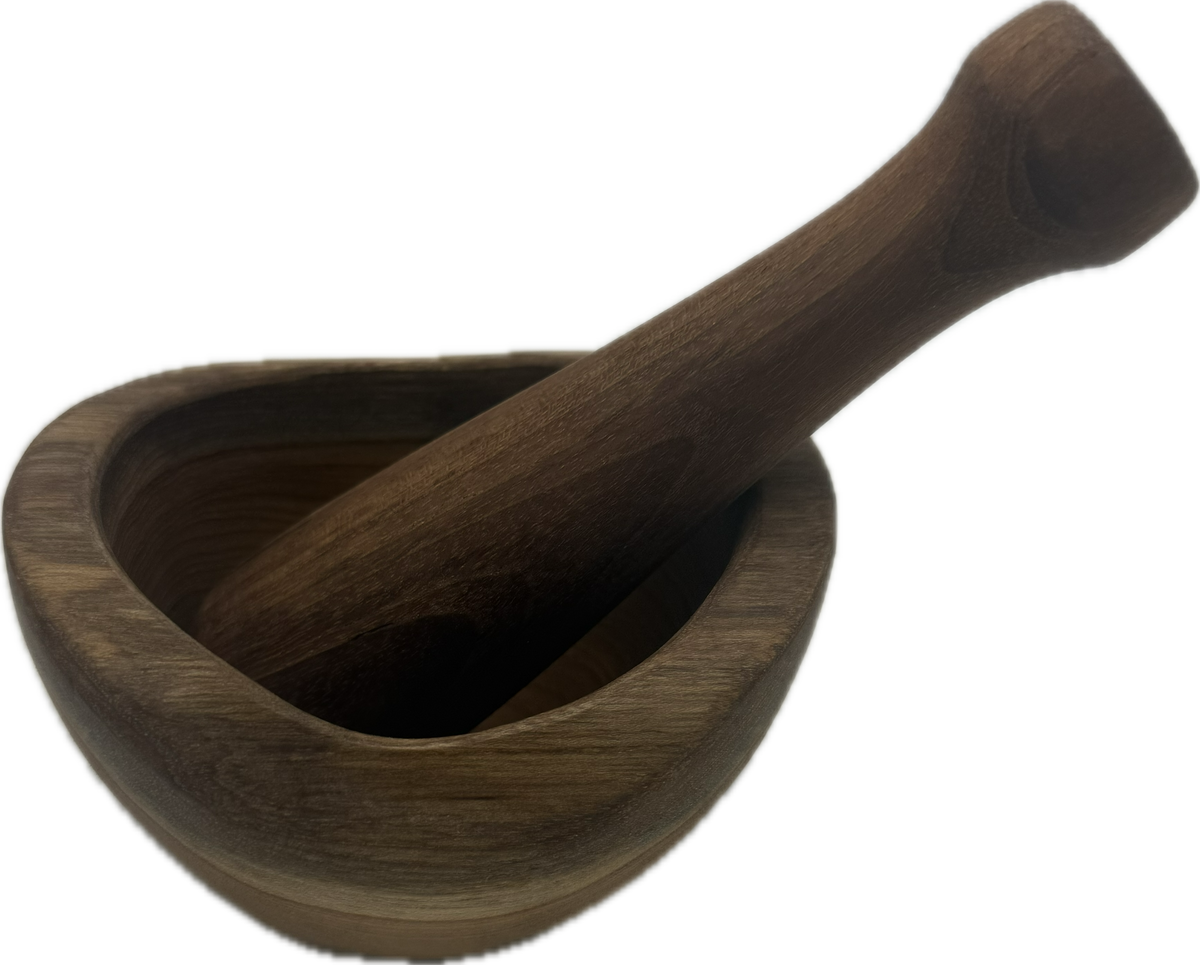 Rustic Teak Wood Mortar and Pestle