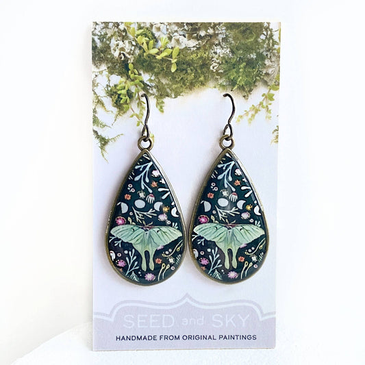 Luna Moth Teardrop Earrings