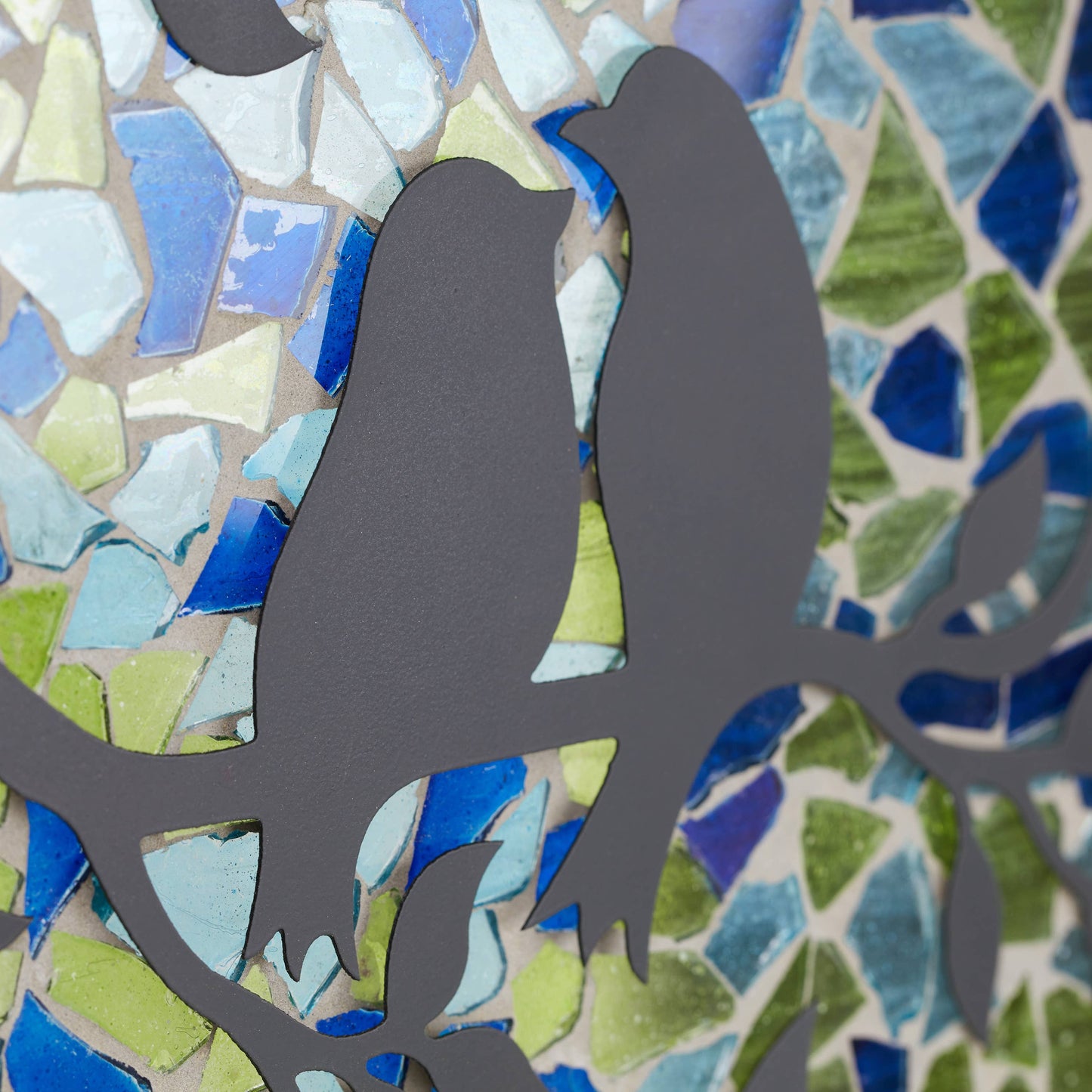 12"W Love Birds Mosaic Stained Glass Window Panel