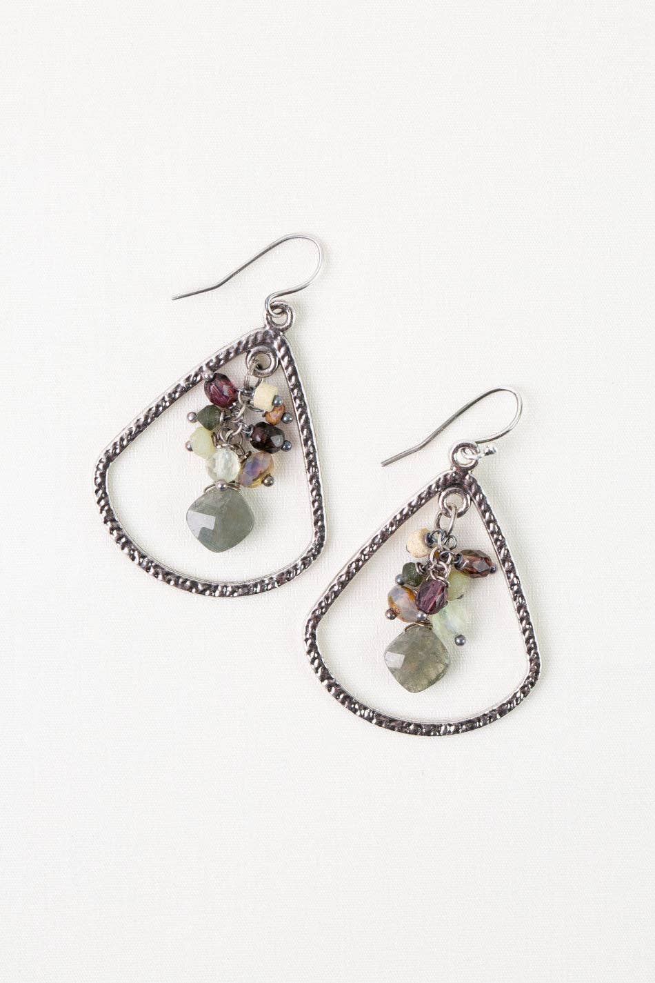 Water Lily Czech Glass, Prehnite, Roman Glass Statement Earrings