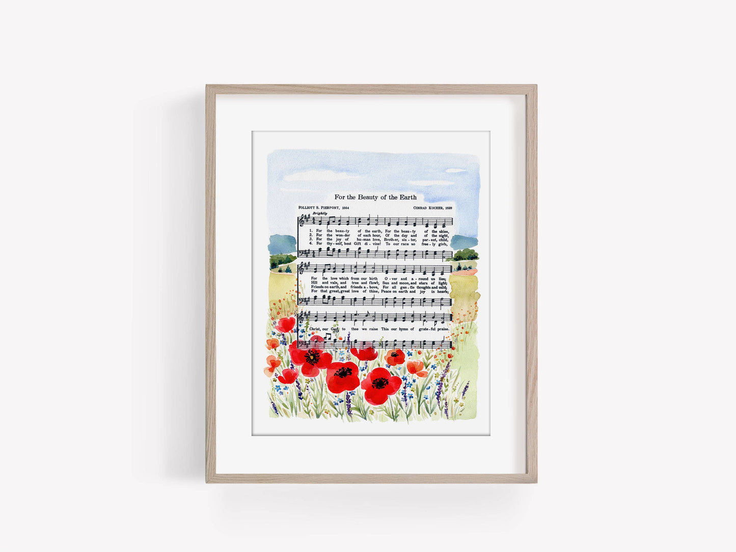 "For the Beauty of the Earth" Landscape Hymn Art Print: 8x10"