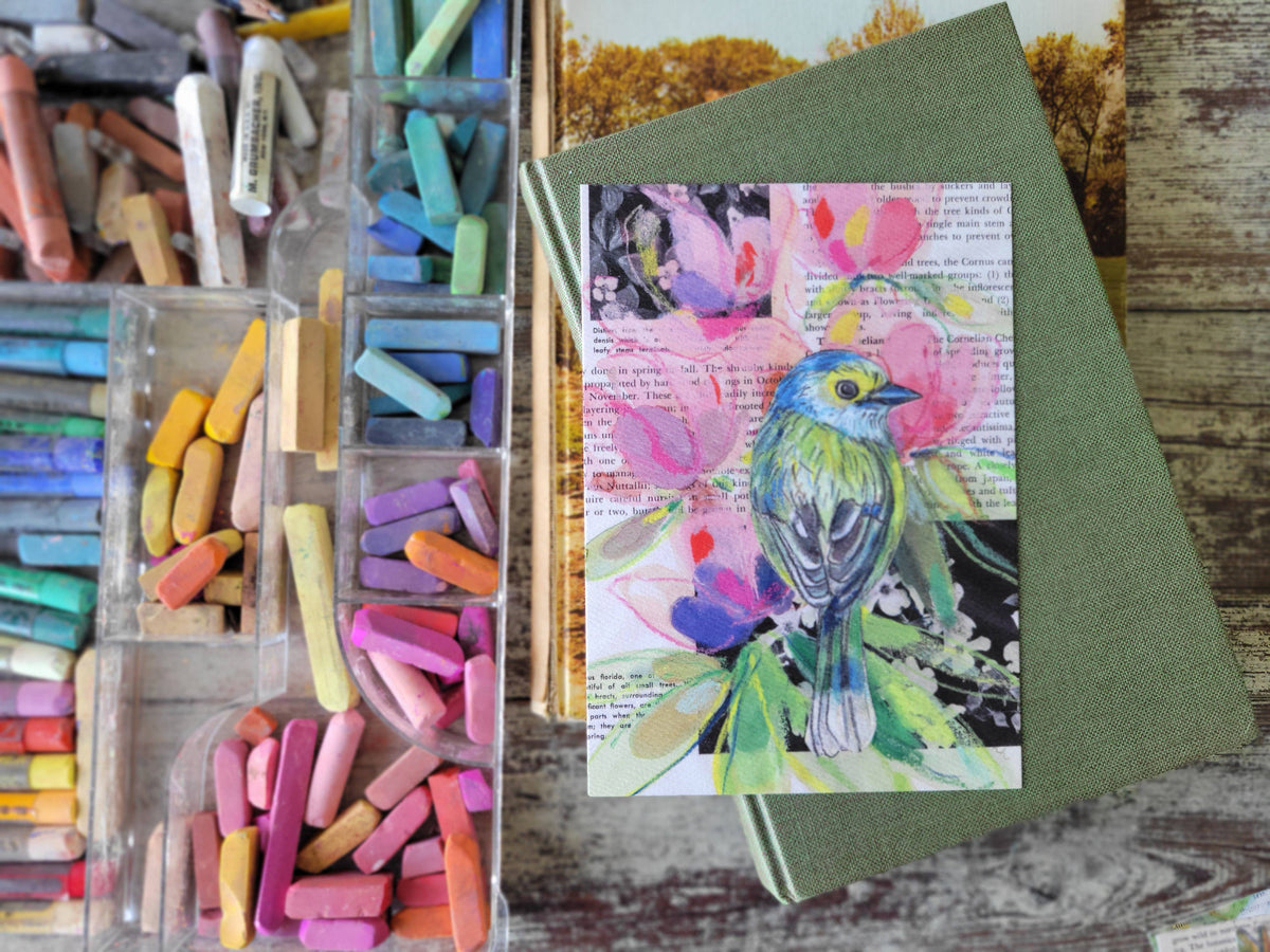 White-Eyed Vireo Mixed Media Bird Print