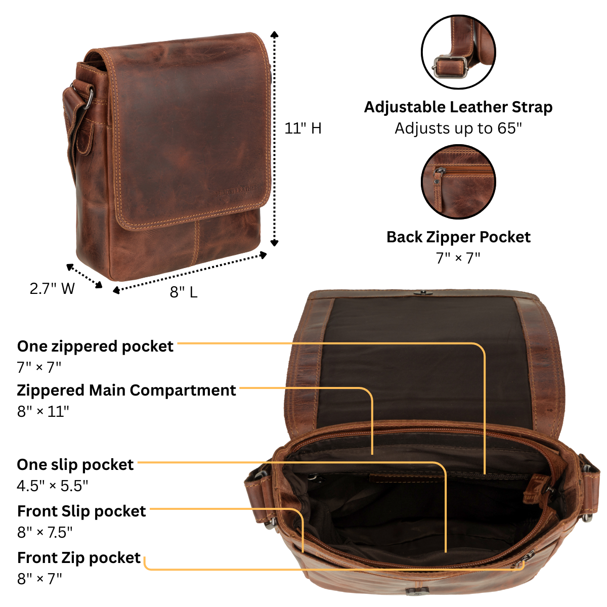 Halifax Messenger Bag Chestnut