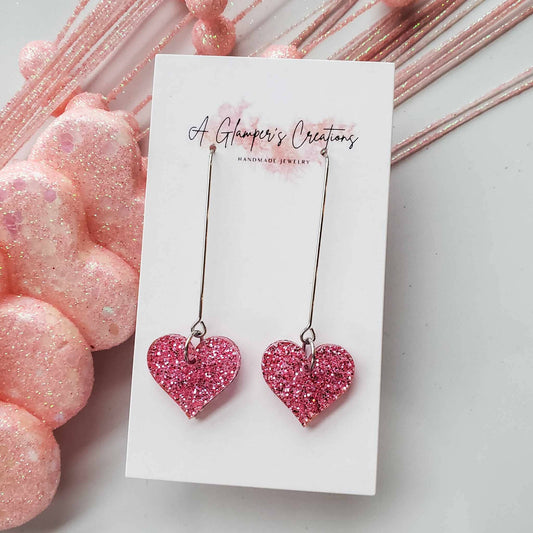 Glitter Heart Valentine Earrings