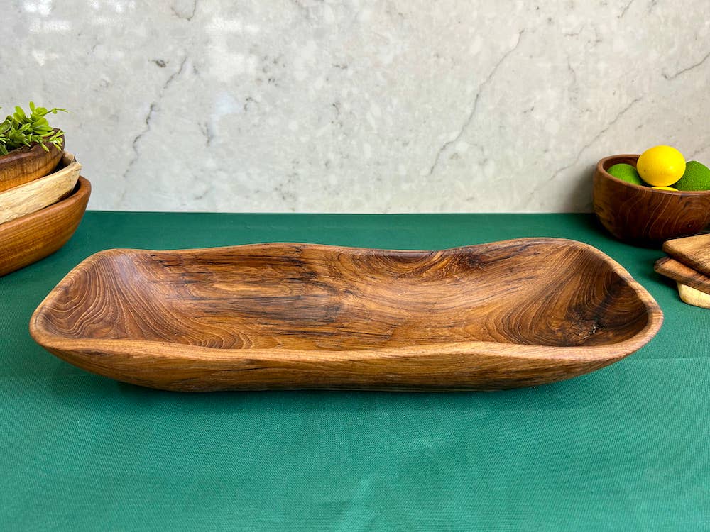 Salvaged Teak Root Oval Rustic Bowl