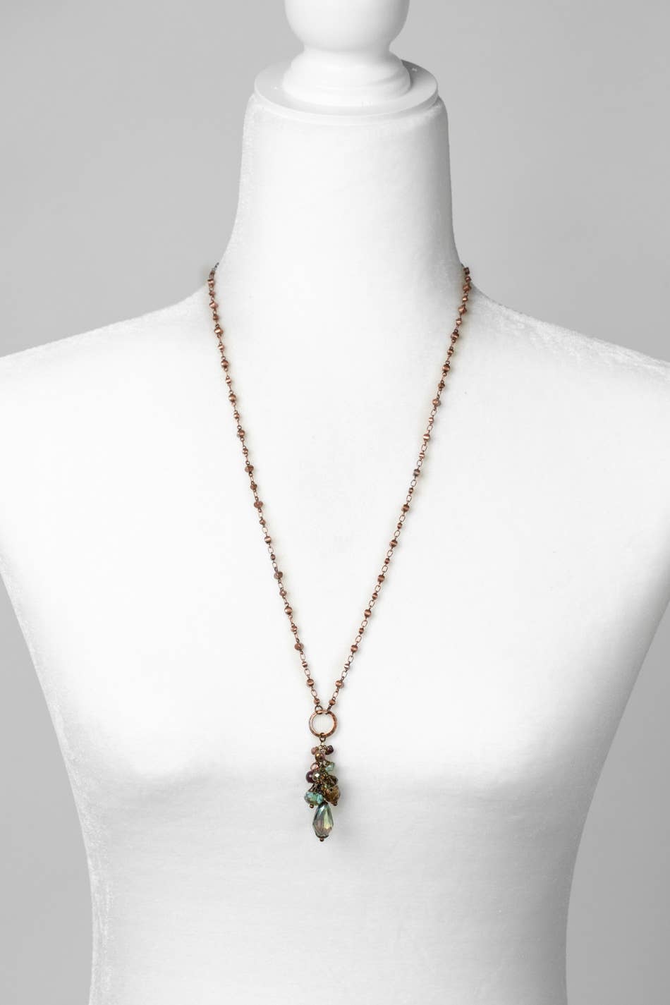Mauve 24-26" Czech Glass, Crystal, Lepidolite Quartz Cluster