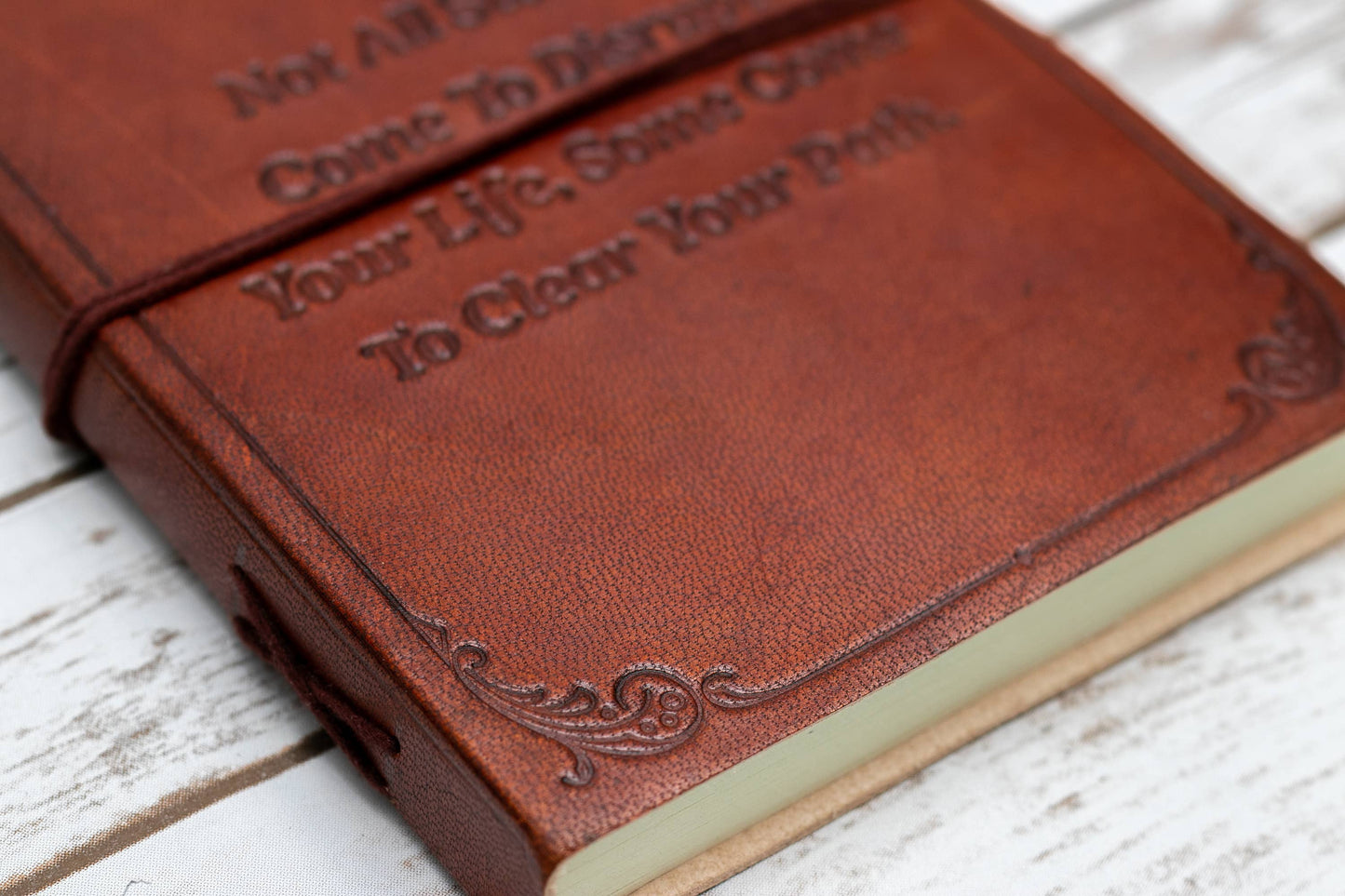 "Not All Storms Come To Disrupt" Quote Leather Journal - 8x6