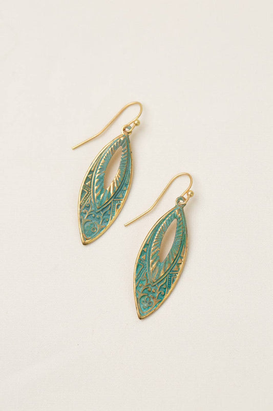 Folklore Patina Ornate Marquise Statement Earrings
