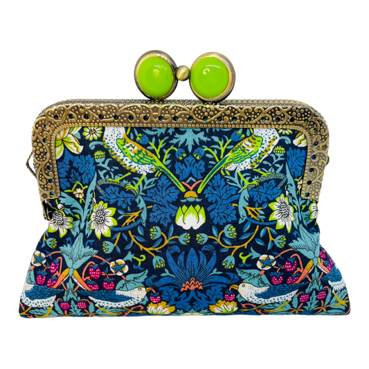 ON THE GO Credit Card Clutch - Strawberry Thief Blue-Green