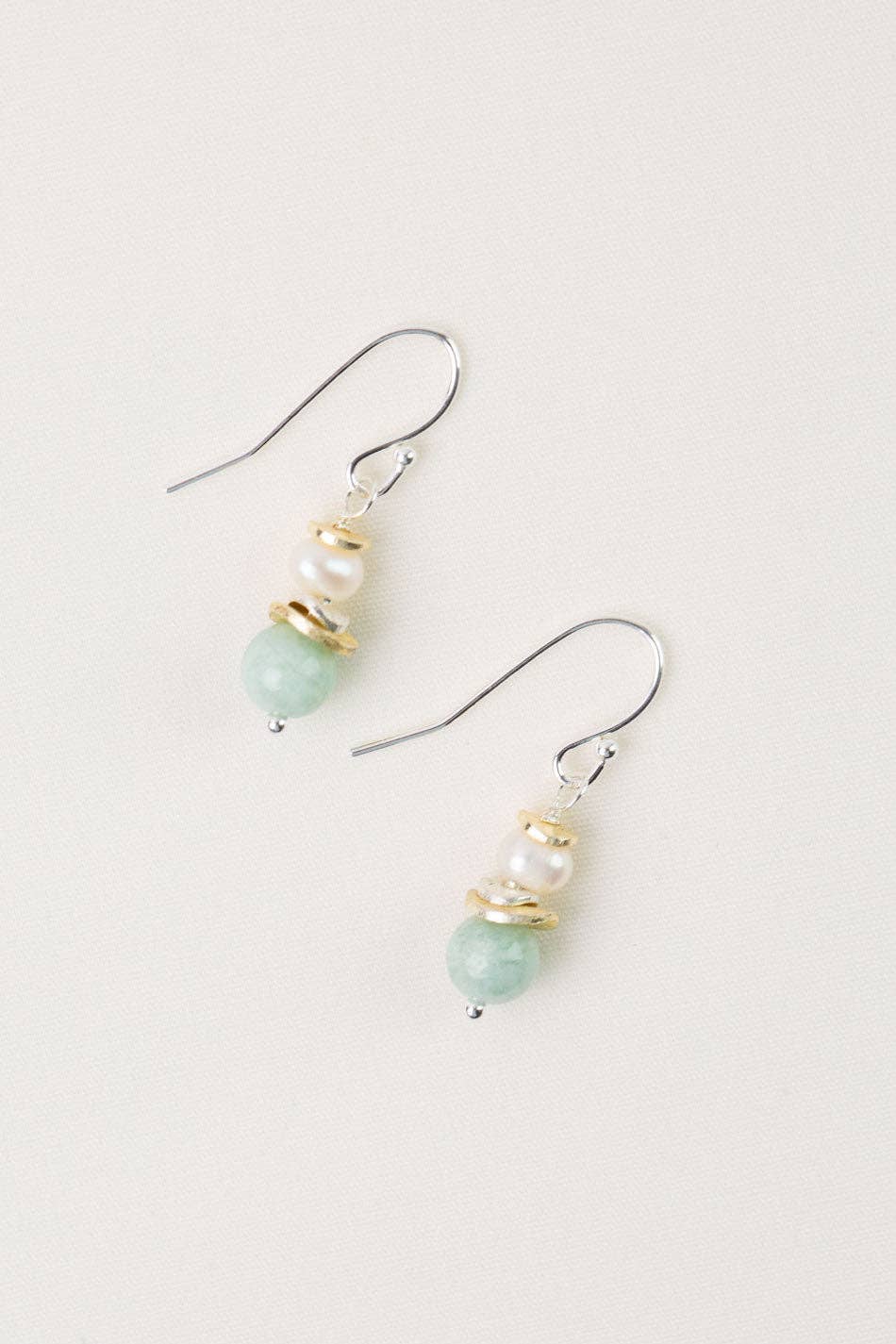 Serenity Freshwater Pearl, Amazonite Simple Earrings