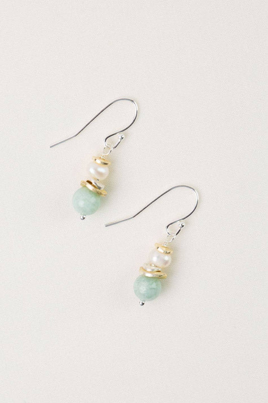 Serenity Freshwater Pearl, Amazonite Simple Earrings