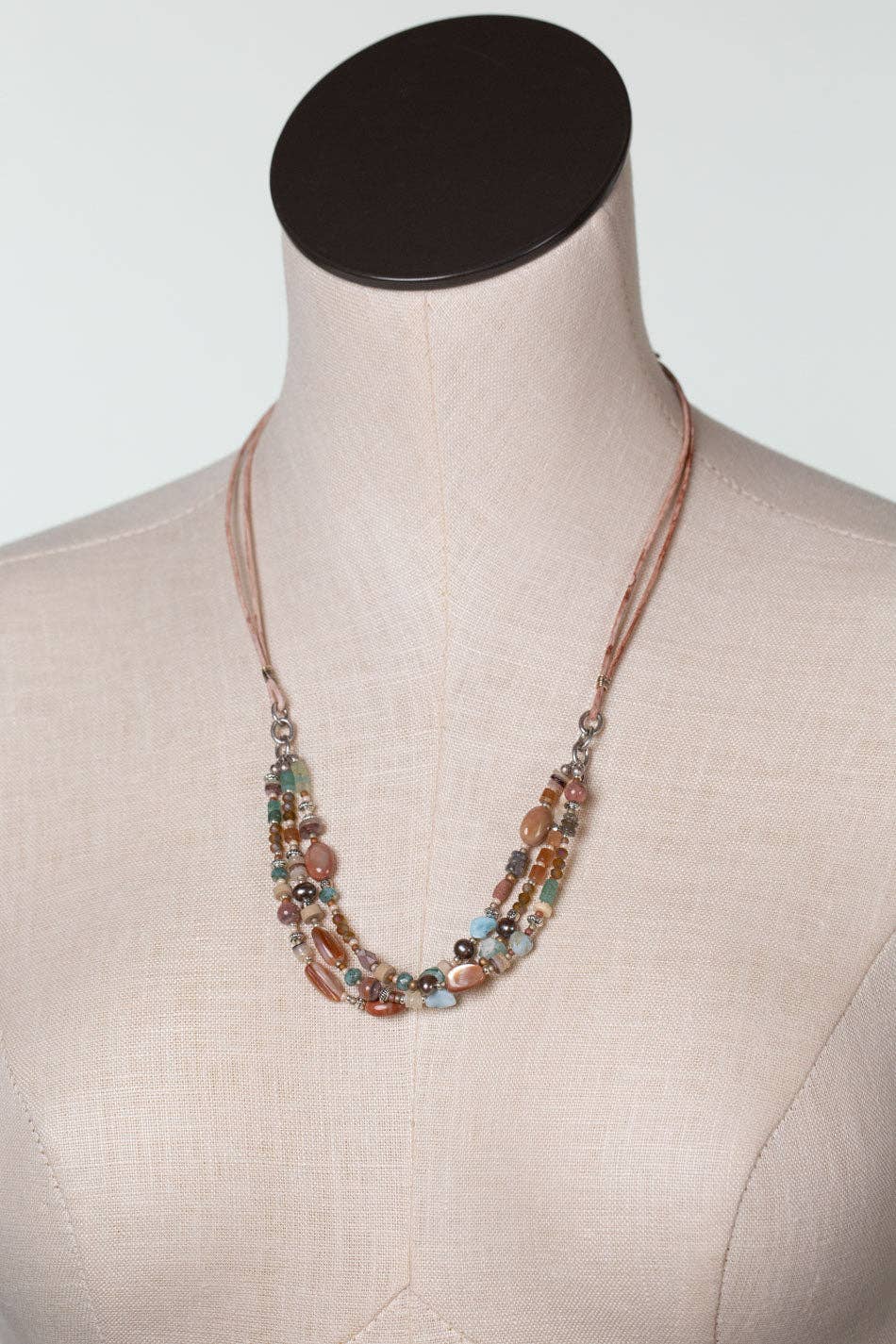 Namaste 21.5-23.5" Czech Glass, Jasper, Larimar Multistrand Necklace