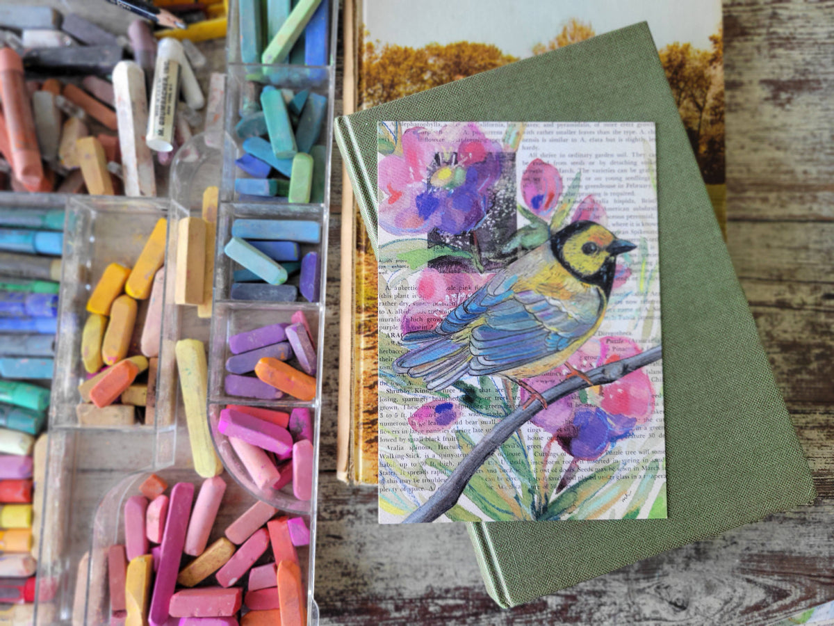 Hooded Warbler Mixed Media Bird Print