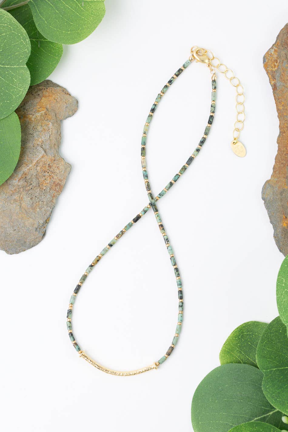 Tranquil Gardens 16-18" African Turquoise Bar Focal Necklace
