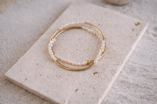Pearl Beaded Double Wrap Bracelet