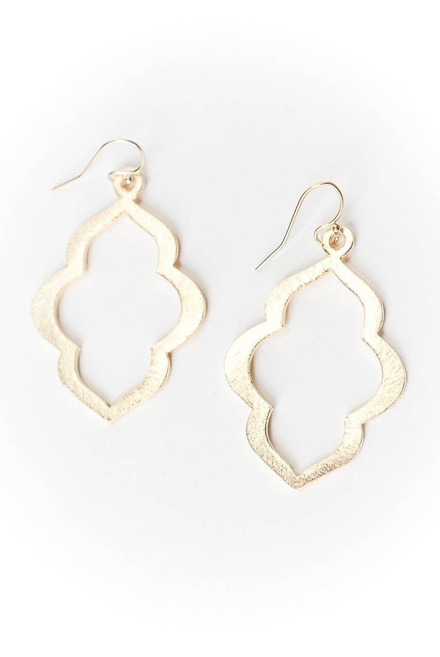 Tranquil Gardens Matte Gold Quatrefoil Earrings