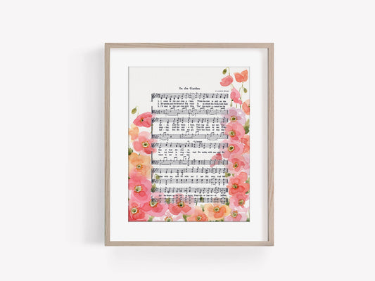"In the Garden" Pink Iceland Poppies Hymn Art Print: 8x10"