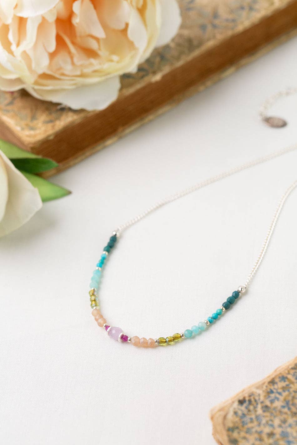 Primrose 15-17" Czech Glass, Amazonite, Kunzite Simple Necklace