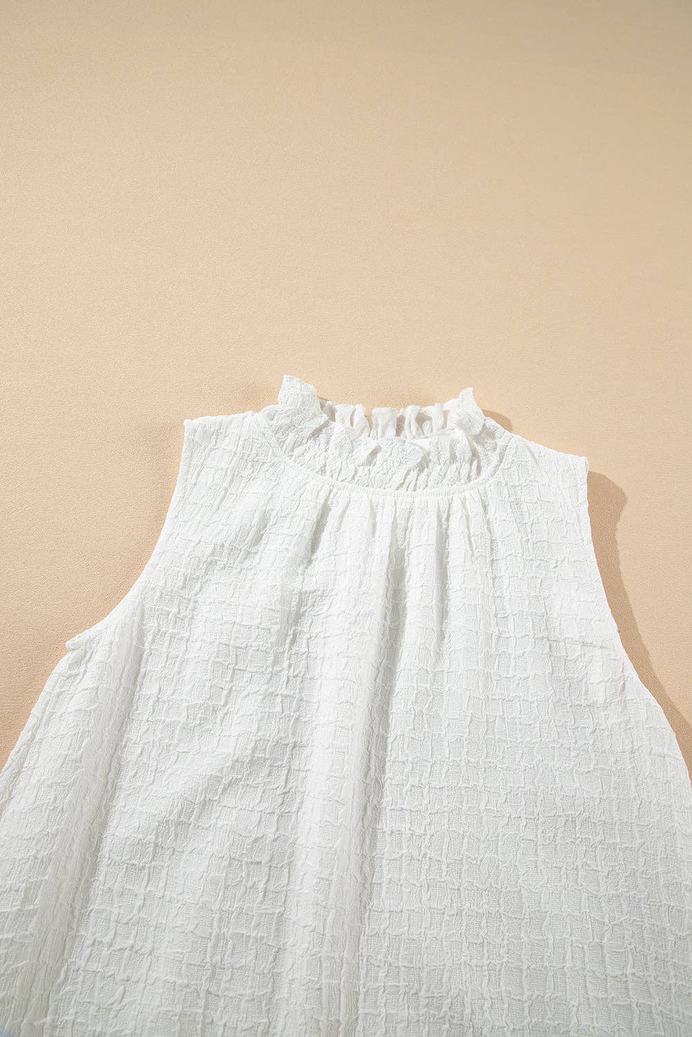 Textured Ruffle Sleeveless Summer Mini Dress