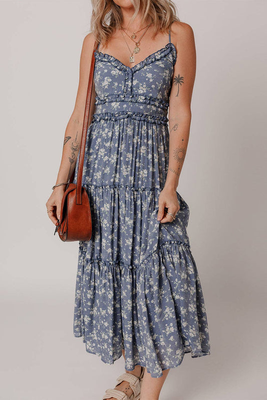 Floral Ruffle Spring Midi Dress