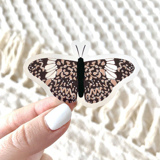 Clear Mosaic Pink and Brown Butterfly Sticker
