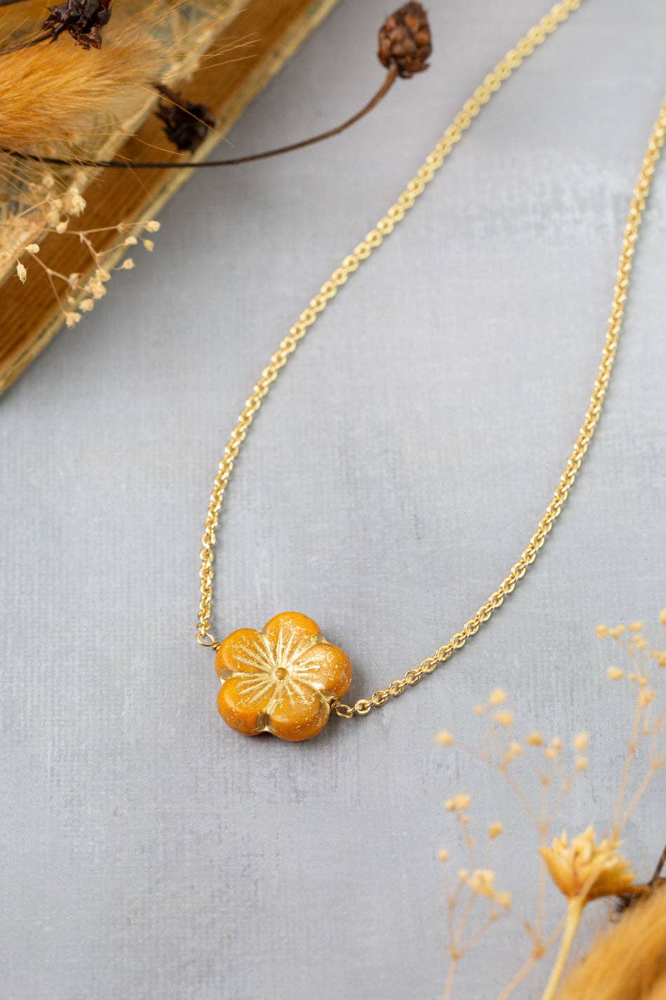 Azulejo 16-18" Czech Glass Flower Simple Necklaces