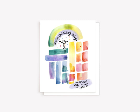 "Sending love and joy" Watercolor Birthday Greeting Card