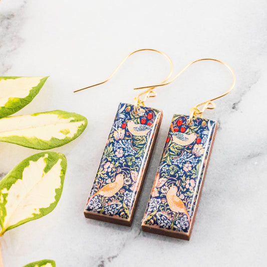 William Morris Birds Rectangle Earrings
